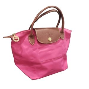 Longchamp Small Le Pliage Nylon Top Handle Bag Tote Handbag  PINK